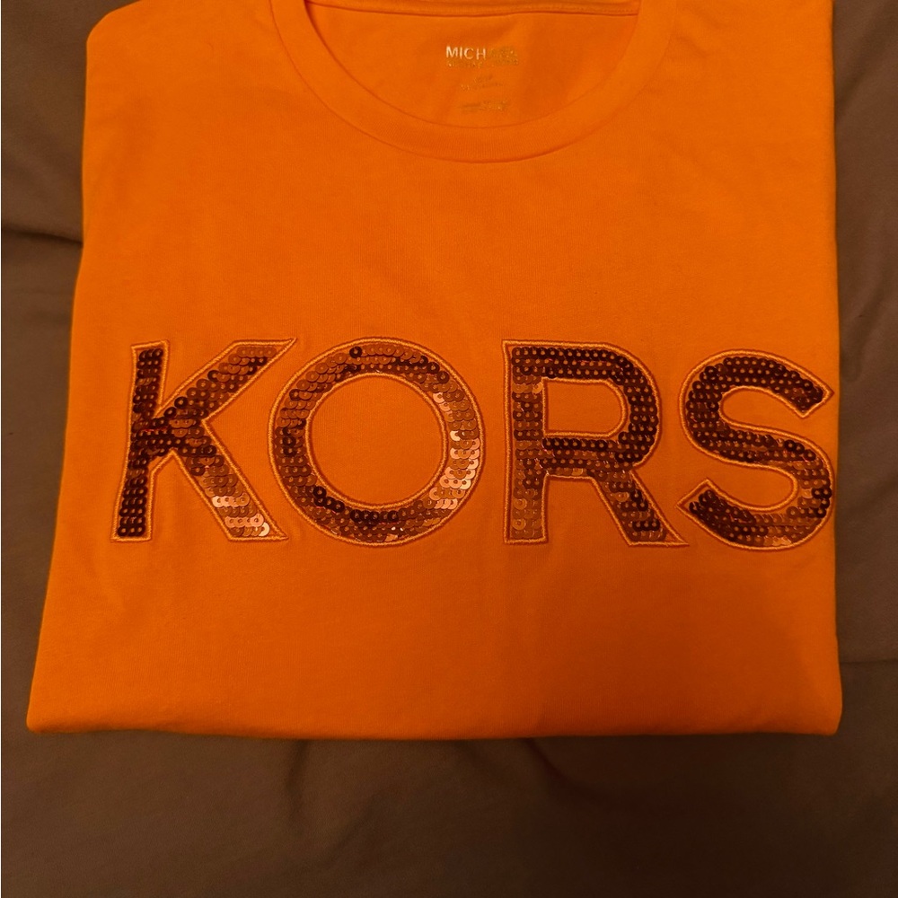 Michael Kors Sequined Logo T-Shirt - orange - size XS - Picture 4 of 4